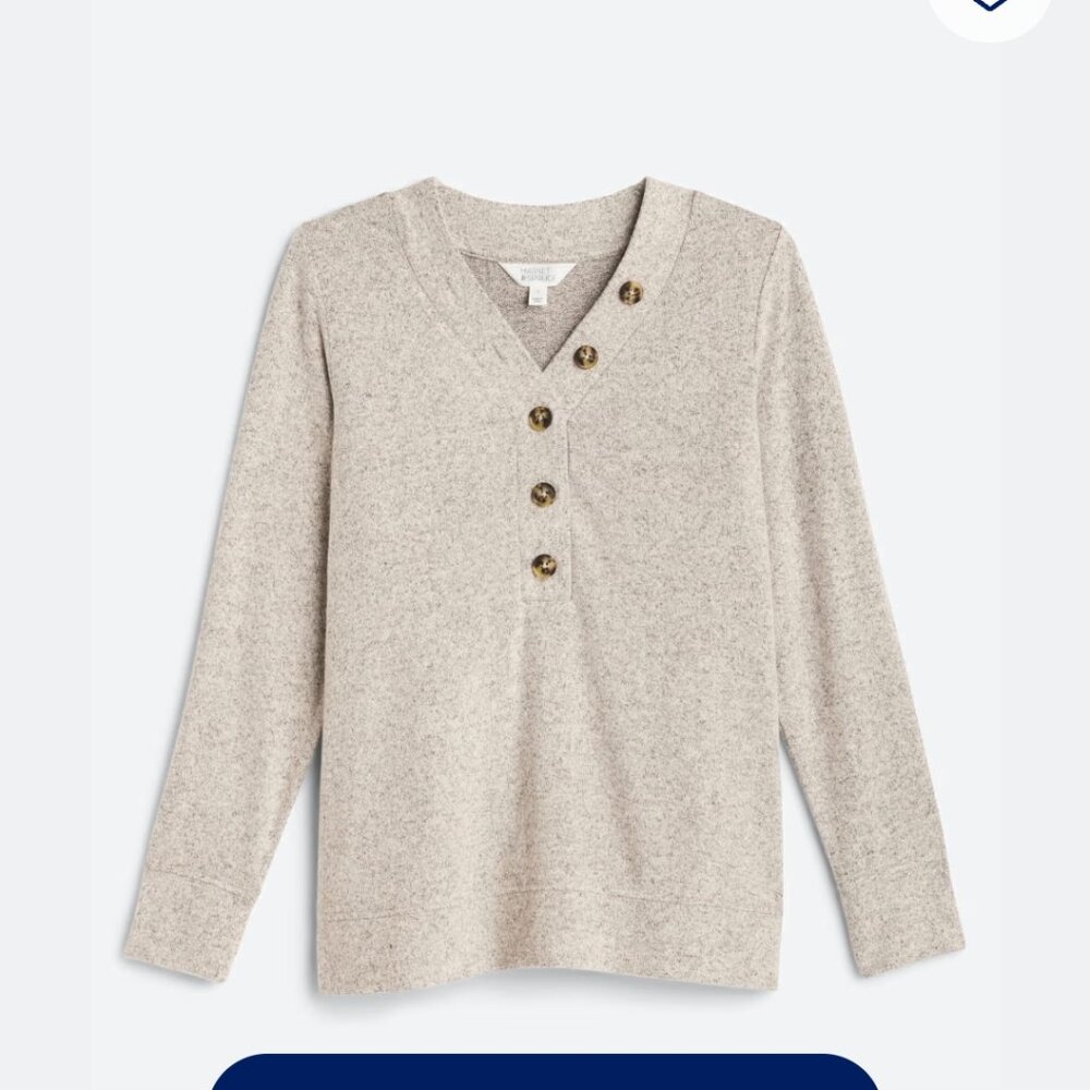 Market & Spruce Joey Henley Cozy Brushed Knit Top